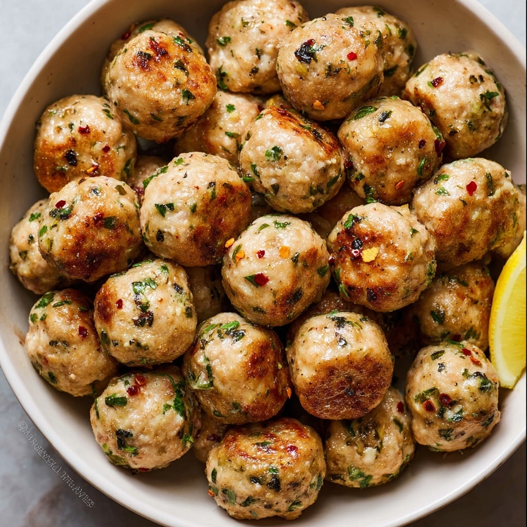 Easy Baked Chicken Meatballs with Lemon Herb Butter Sauce Recipe - Recipe Image
