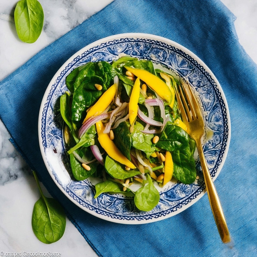 Spinach Salad with Mangoes and Toasted Sesame Seeds Recipe - Recipe Image
