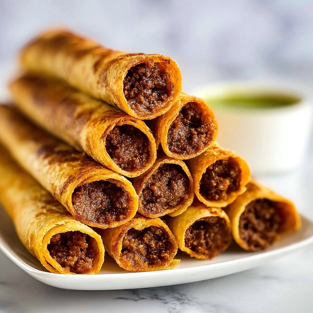 Cheesy Beef Baked Taquitos Recipe - Recipe Image