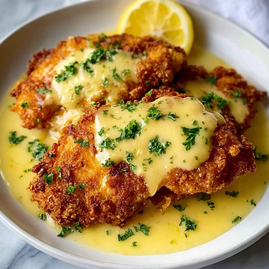 Lemon Pecorino Crusted Chicken with Creamy Lemon Sauce Recipe - Recipe Image