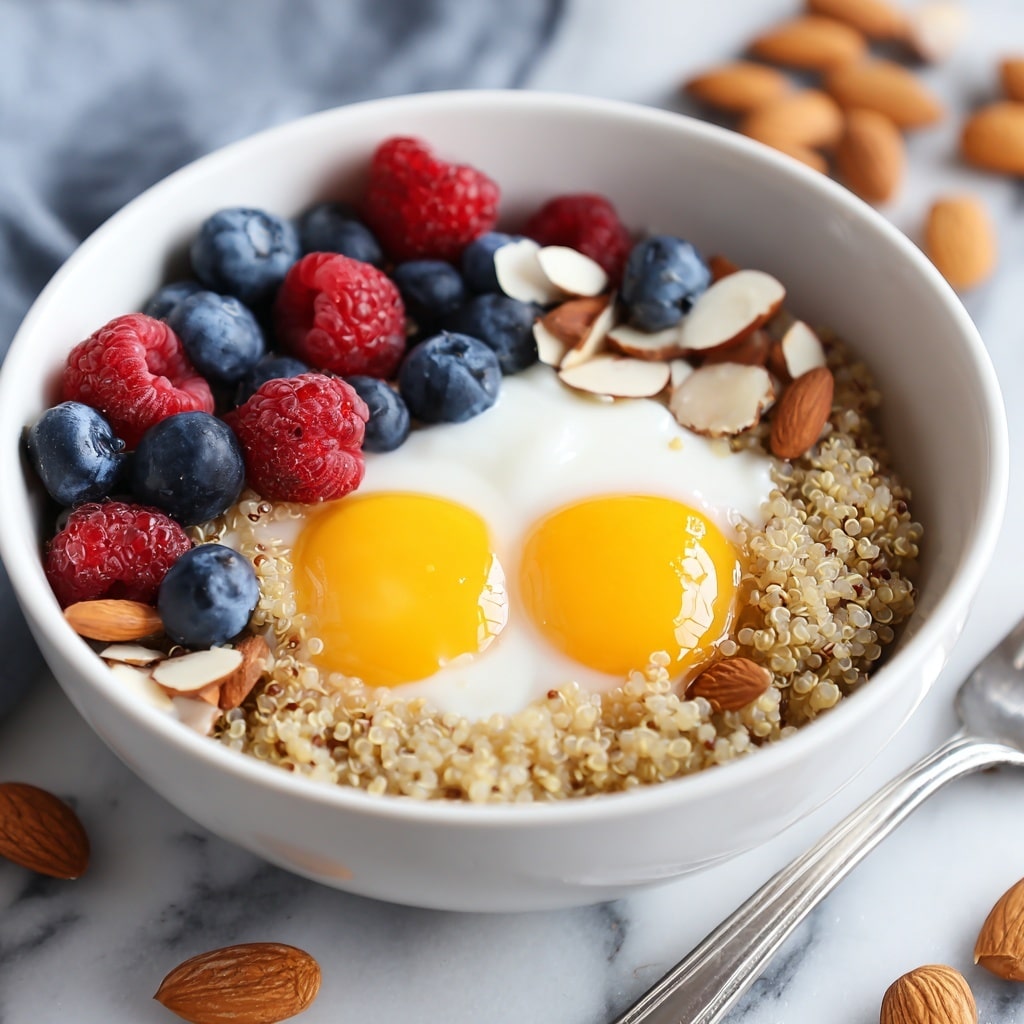 Quinoa Breakfast Bowl with Almonds and Honey Recipe - Recipe Image