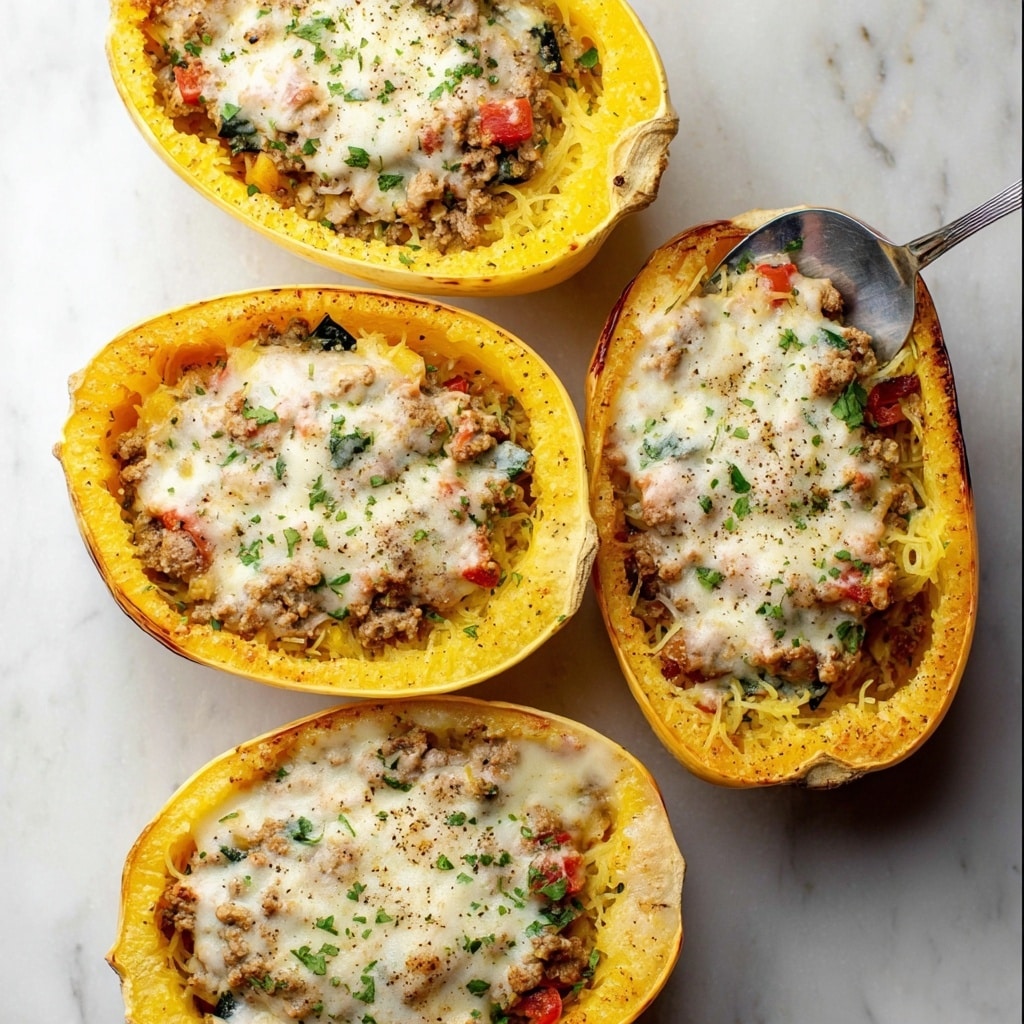 Cheesy Sausage-Stuffed Spaghetti Squash Recipe - Recipe Image