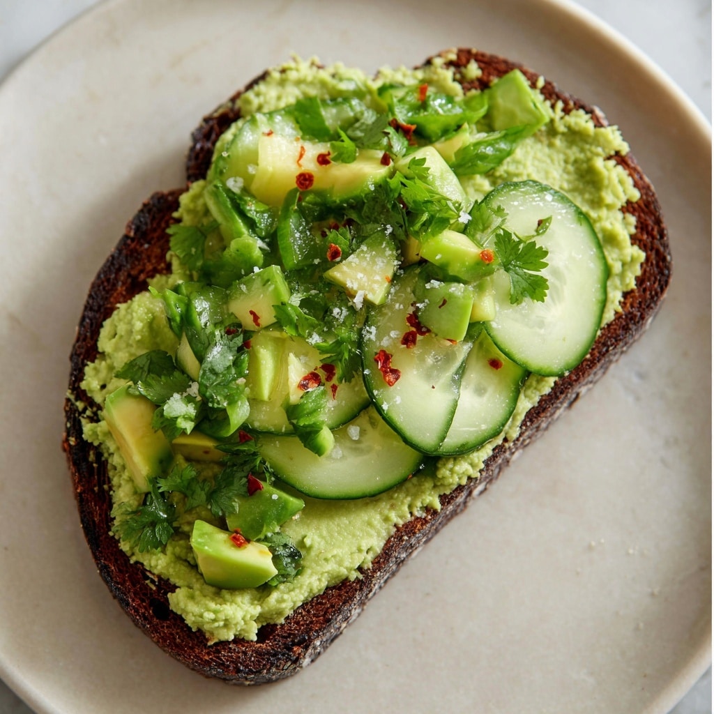 Smashed Cucumber Toast with Artichoke Edamame Spread Recipe - Recipe Image