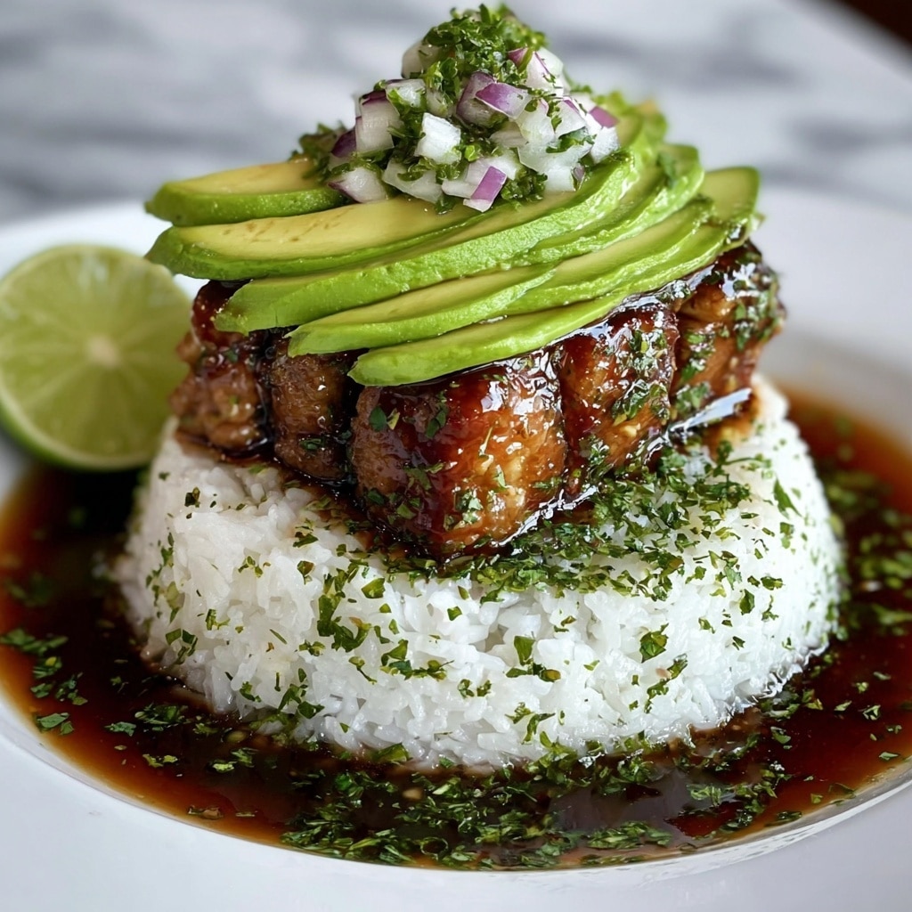 Avocado Rice Stack with Grilled Cumin Chicken Recipe - Recipe Image
