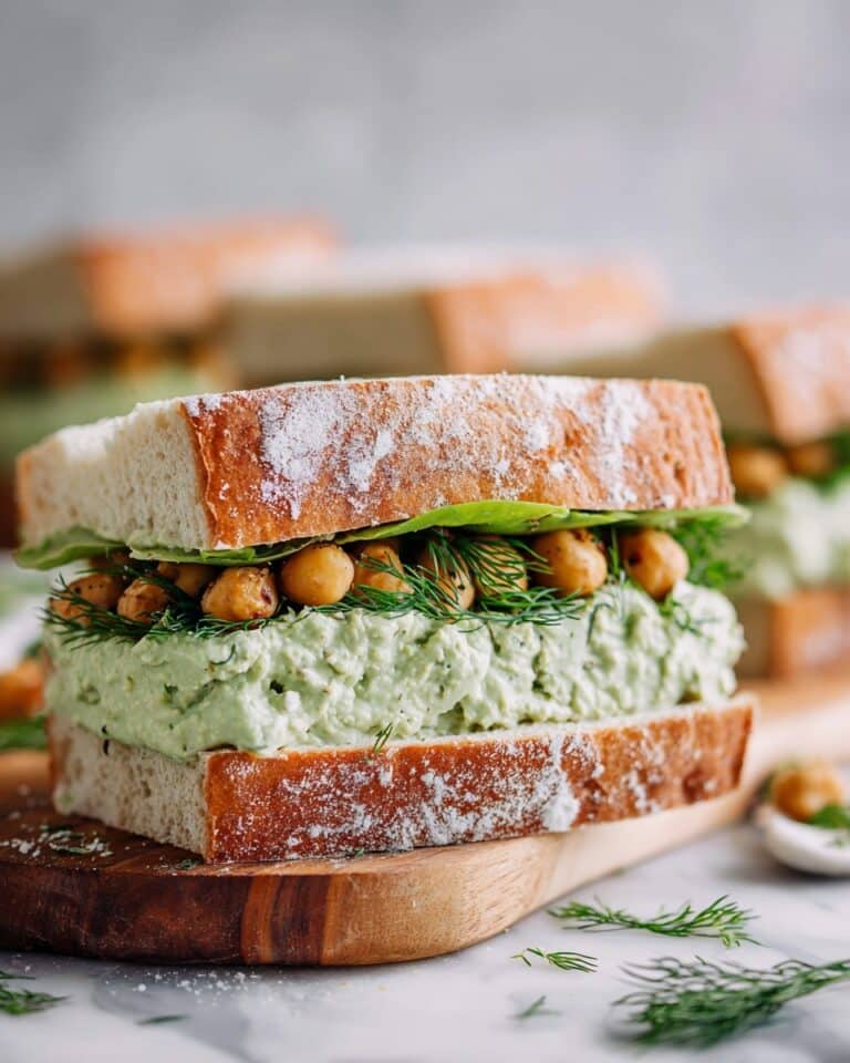 Smashed Chickpea Avocado Dill Pickle Sandwiches Recipe