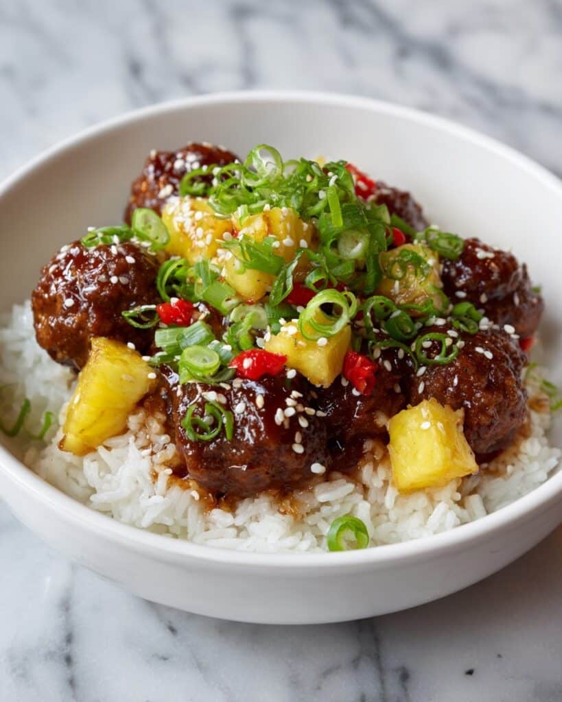 Sweet and Spicy Hawaiian Meatball Bowls Recipe