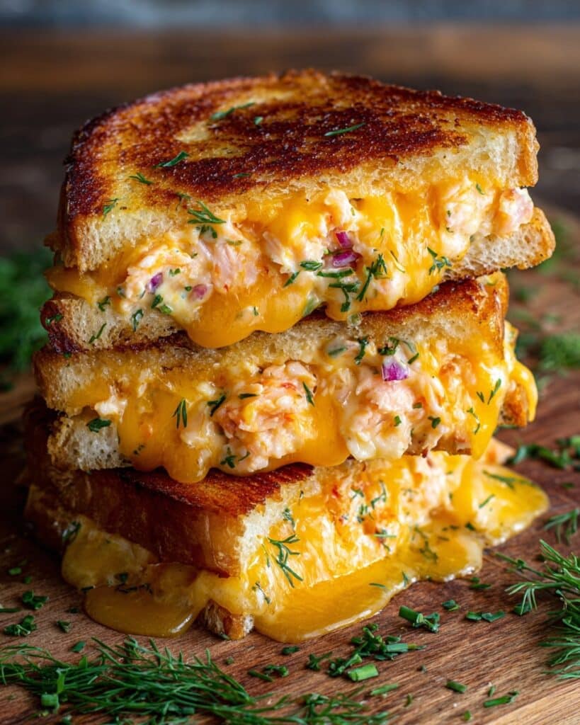 Salmon Grilled Cheese Sandwich with Dill and Red Onion Recipe