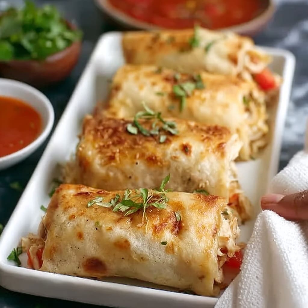 Baked Chicken Chimichangas Recipe - Recipe Image