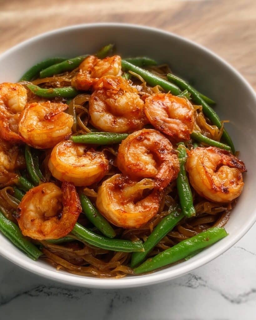 Spicy Shrimp with Stir-Fried Green Beans Recipe