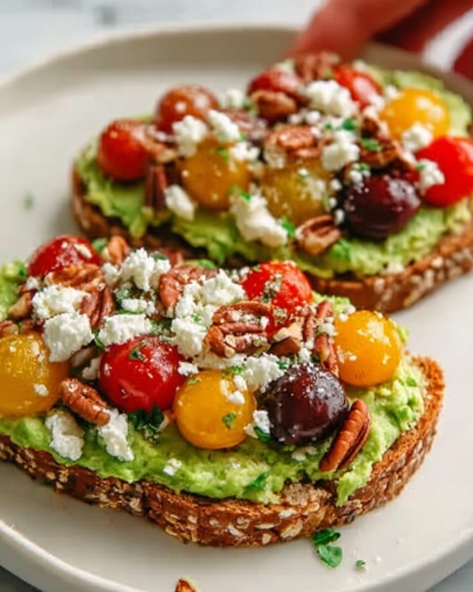 Avocado Toast with Feta, Cherry Tomatoes, Cranberries, and Walnuts Recipe