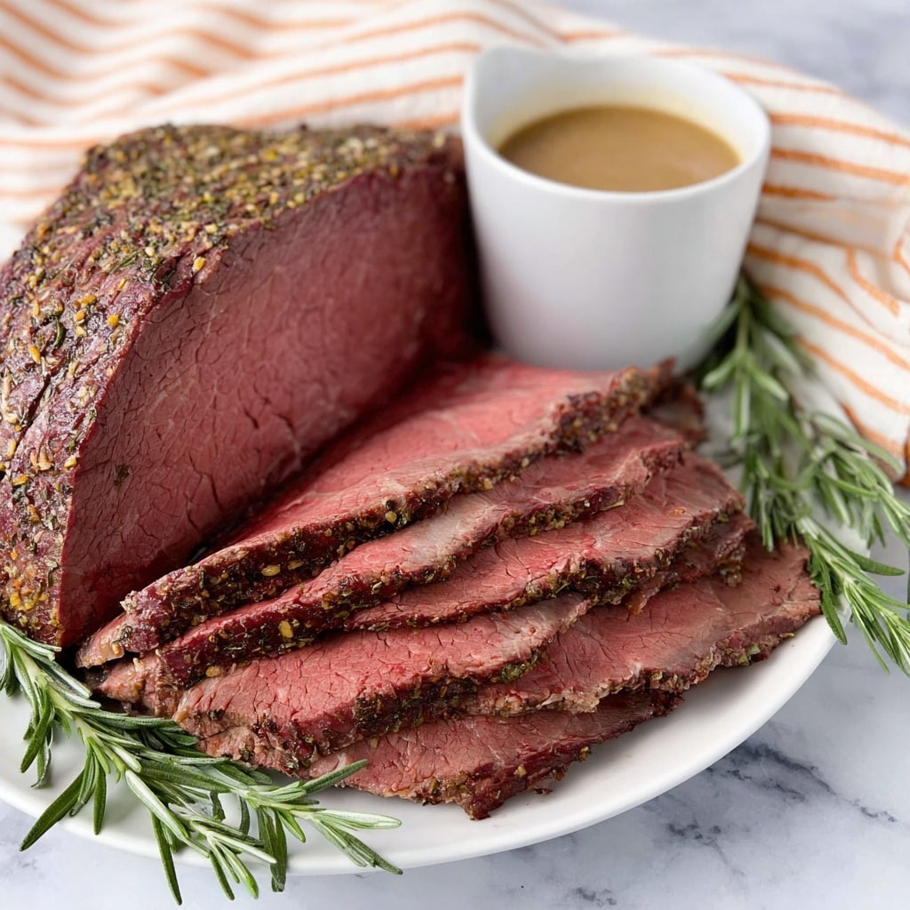 Herb Crusted Sirloin Tip Roast with Fennel Brown Gravy Recipe - Recipe Image