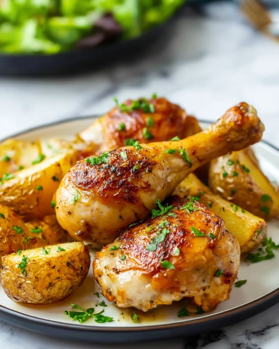 Roasted Chicken and Potatoes with Garlic Sauce Recipe - Recipe Image