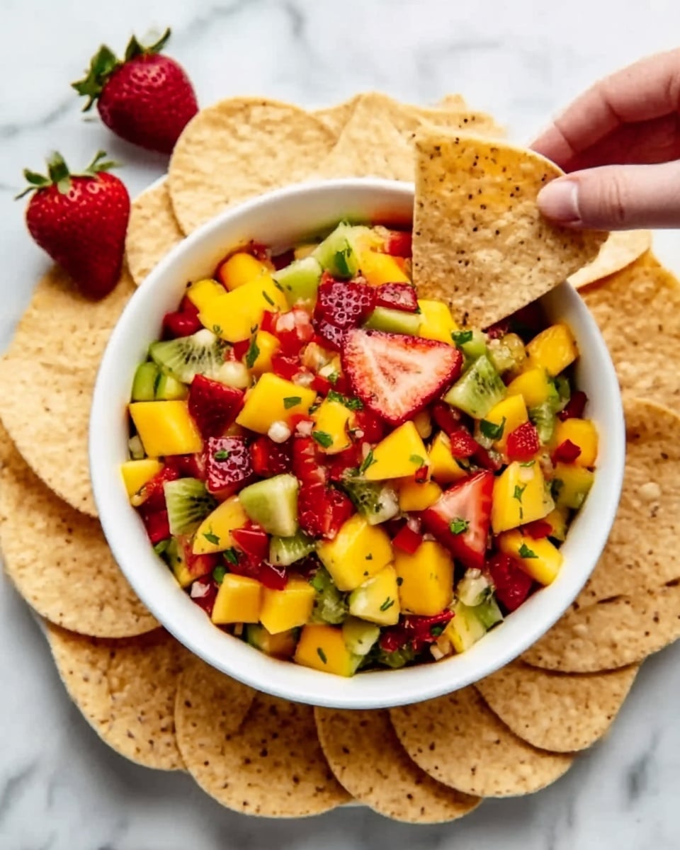 Strawberry Mango Salsa with Cinnamon-Sugar Tortilla Chips Recipe - Recipe Image