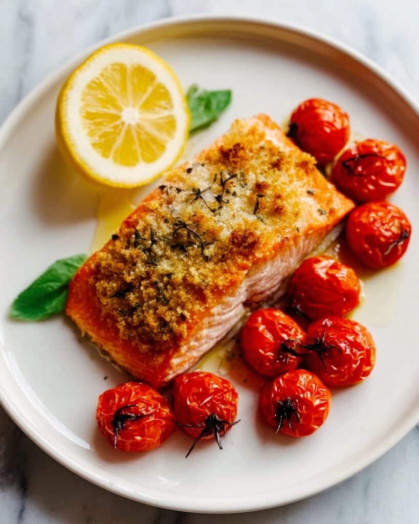 Pesto Parmesan Crusted Baked Salmon Recipe
