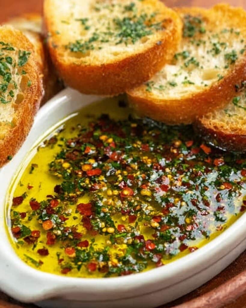 Olive Oil Garlic Herb Dip with Parmesan and Balsamic Glaze Recipe