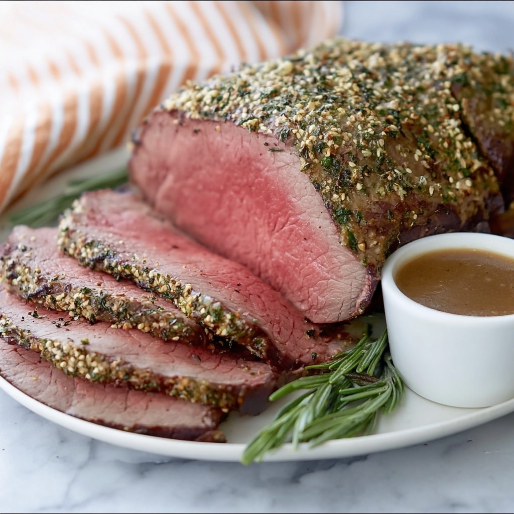 Herb Crusted Sirloin Tip Roast with Fennel Brown Gravy Recipe - Recipe Image