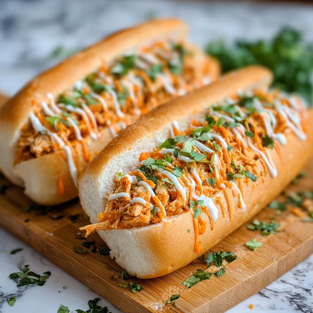 Buffalo Chicken Stuffed Cheesy Bread Subs Recipe - Recipe Image