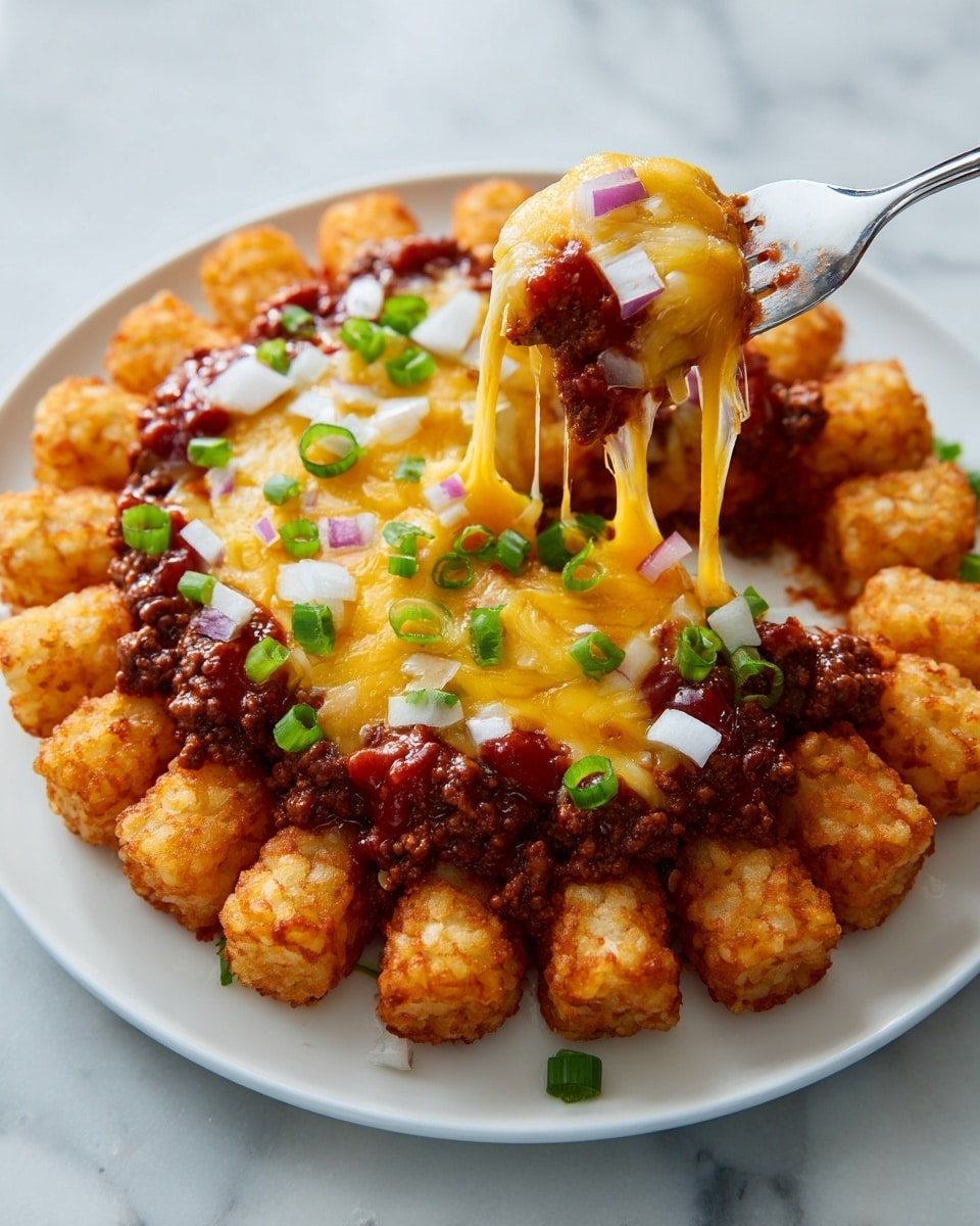 One-Pan Cheeseburger Tater Tot Pasta Recipe - Recipe Image