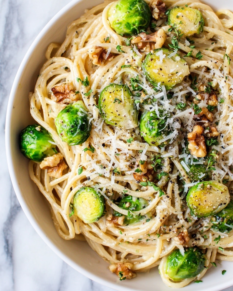 Brown Butter Brussels Sprouts Pasta Recipe - Recipe Image