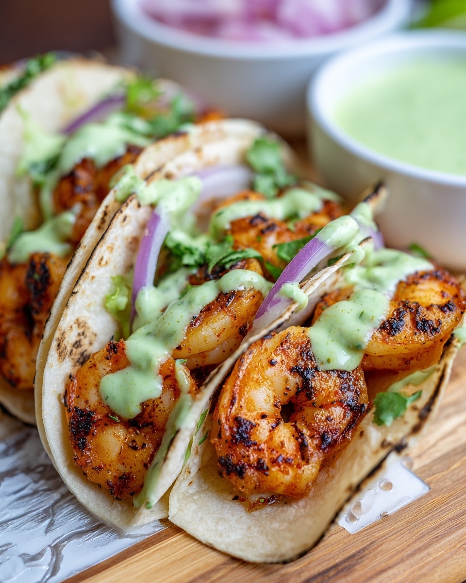 Spicy Shrimp Tacos with Avocado Crema Recipe - Recipe Image