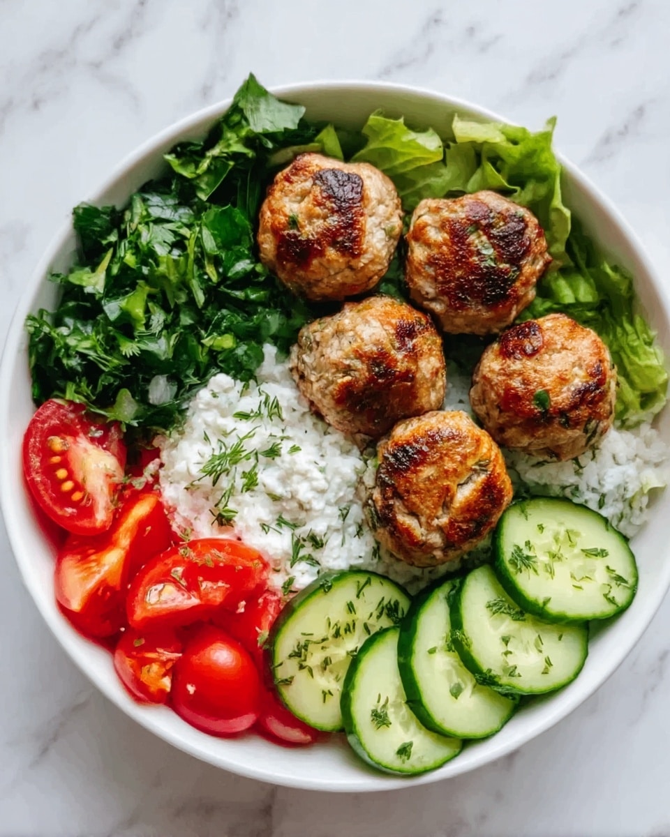 Greek Chicken Meatballs with Tzatziki and Fresh Vegetables Recipe - Recipe Image