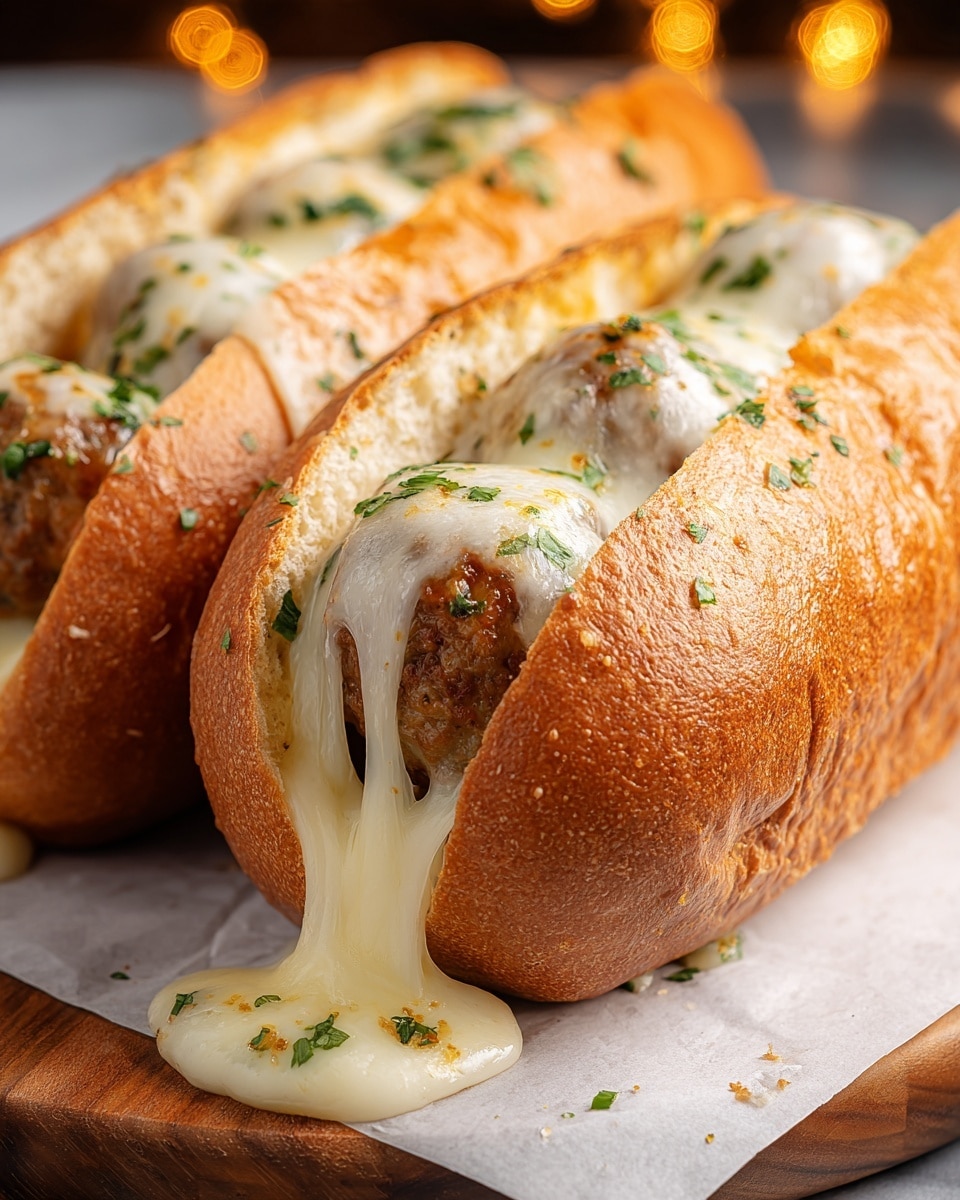 Meatball Subs with Cheese and Garlic Butter Recipe - Recipe Image