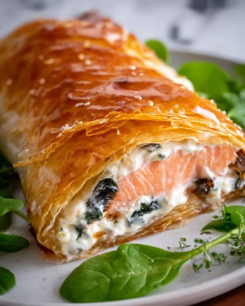 Salmon Wellington with Spinach and Herb Filling Recipe - Recipe Image