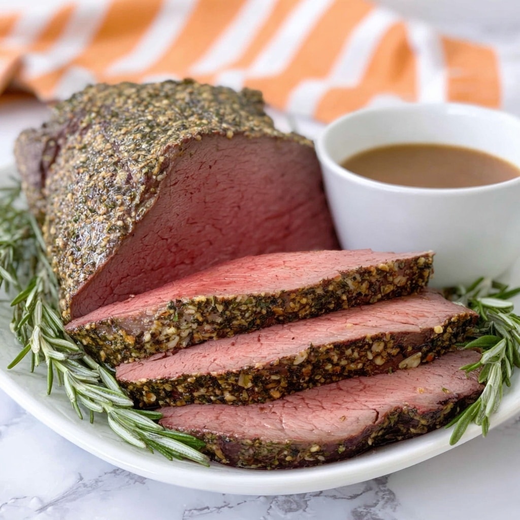 Herb Crusted Sirloin Tip Roast with Fennel Brown Gravy Recipe - Recipe Image