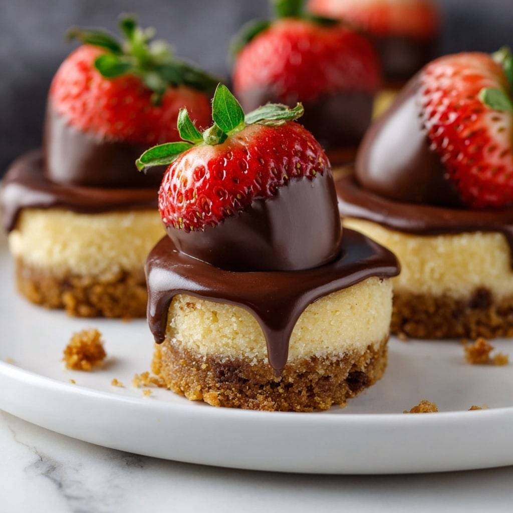 Chocolate-Dipped Strawberry Mini Cheesecakes Recipe - Recipe Image