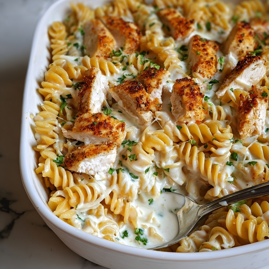 Creamy Garlic Parmesan Chicken Pasta Bake Recipe - Recipe Image