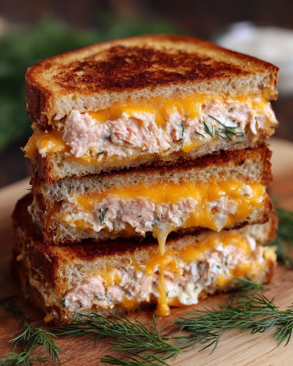 Salmon Grilled Cheese Sandwich with Dill and Red Onion Recipe - Recipe Image