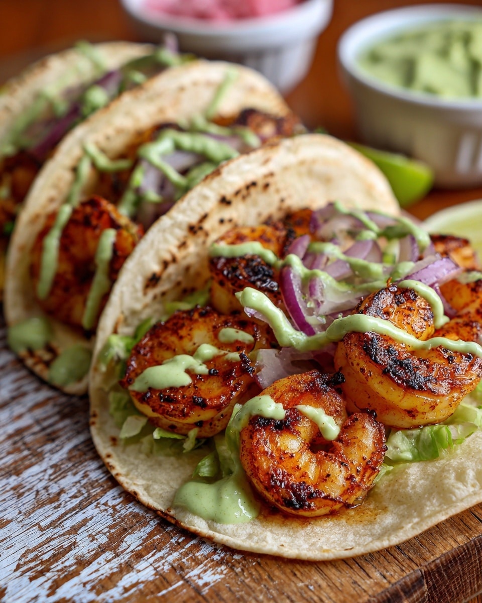 Spicy Shrimp Tacos with Avocado Crema Recipe - Recipe Image